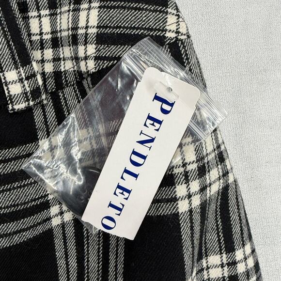 Pendleton Wool Plaid Mini Skirt Button Front Black White Pattern NWT Size 10 - Picture 9 of 10